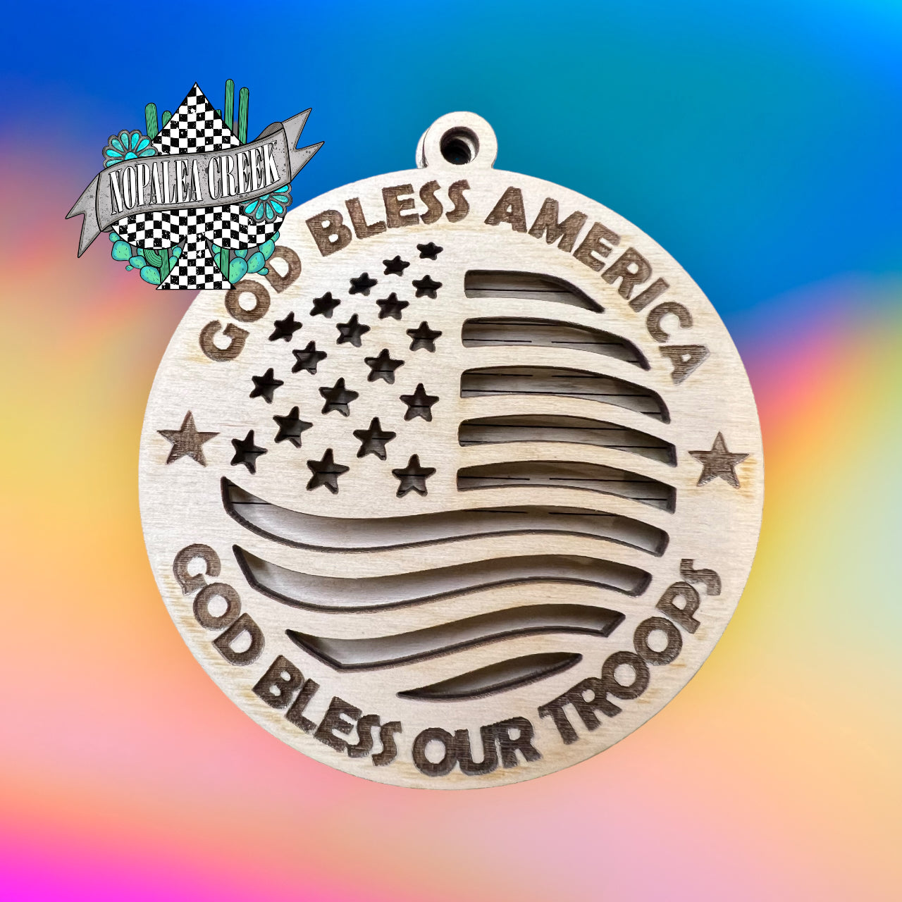 God Bless Troops/America Wooden/Felt Charm (SET OF 2)