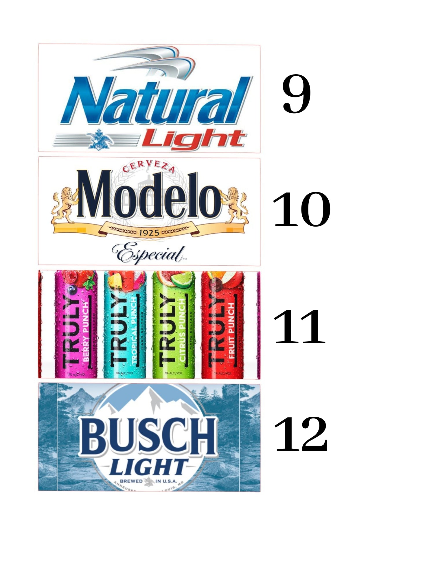Beer Case Cardstock Listing (1) #1-16