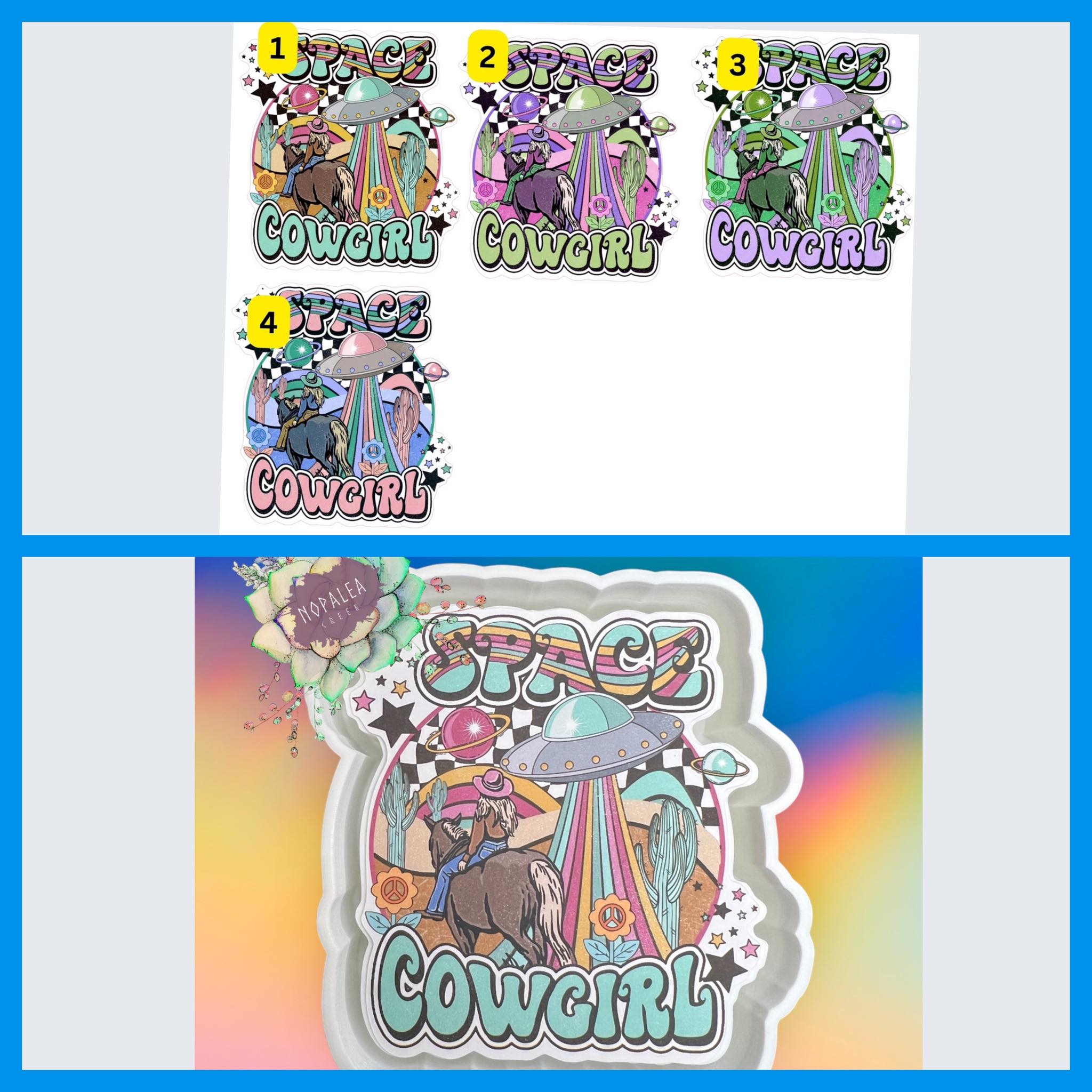 (B1304) Space Cowgirl Cardstock Silicone Mold - Includes 4 Cardstock